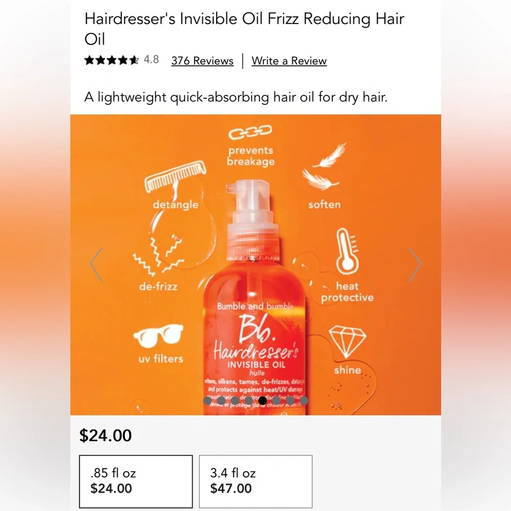 BUMBLE & BUMBLE HAIRDTRSSER’s INVISIBLE OIL